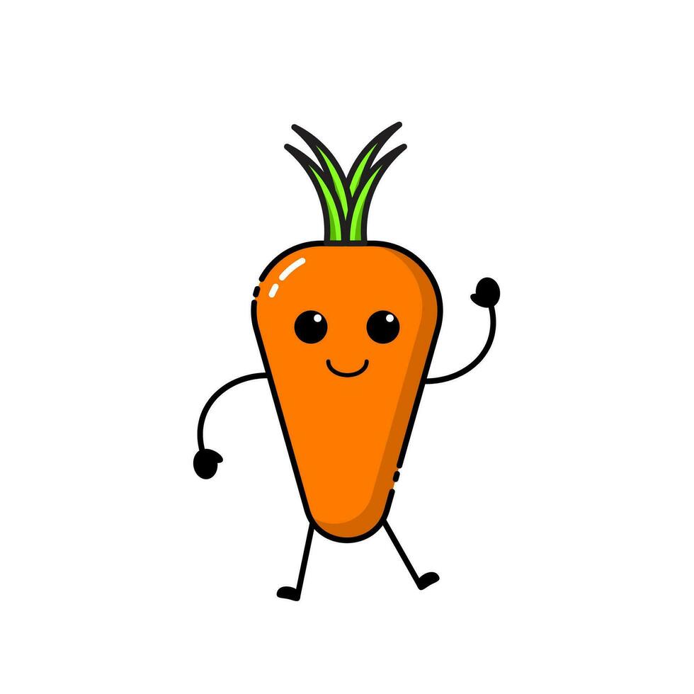 Carrot icon design with a cute, funny and adorable expression vector