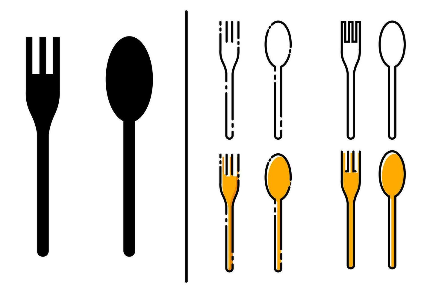 cuchara y tenedor icono, vector
