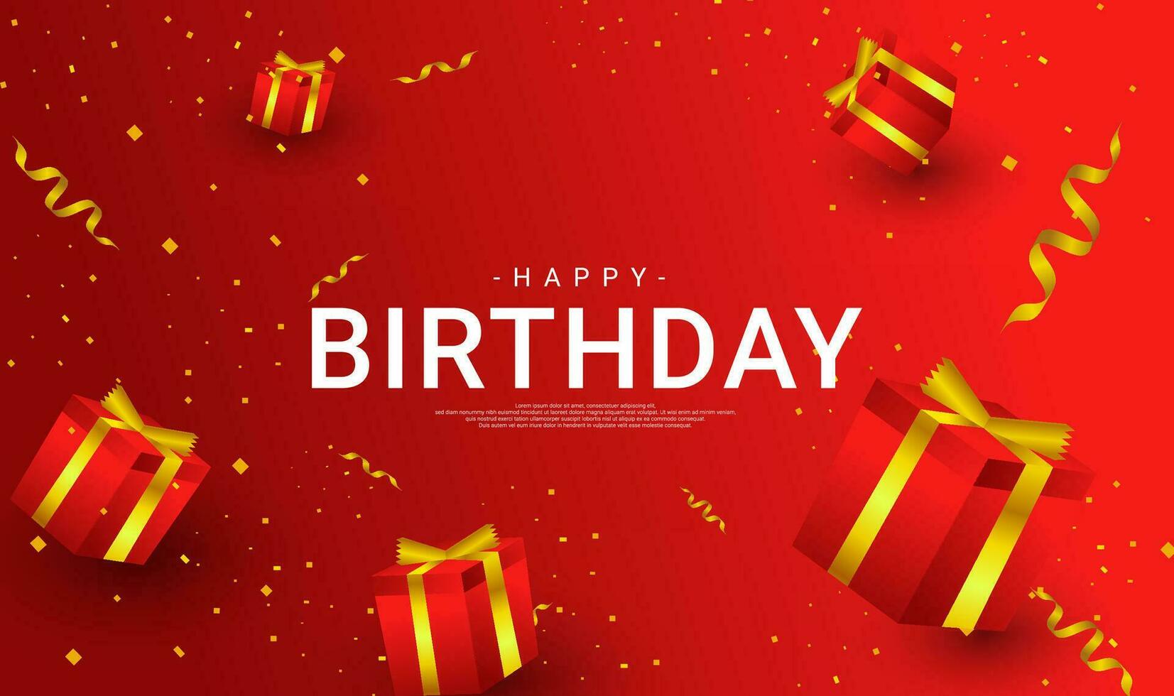 Happy birthday cards, red and gold, suitable for invitation cards, backgrounds, posters, social media posts and more vector