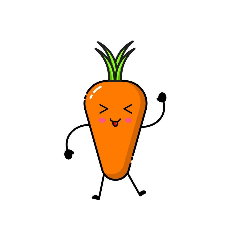 Carrot icon design with a cute, funny and adorable expression vector