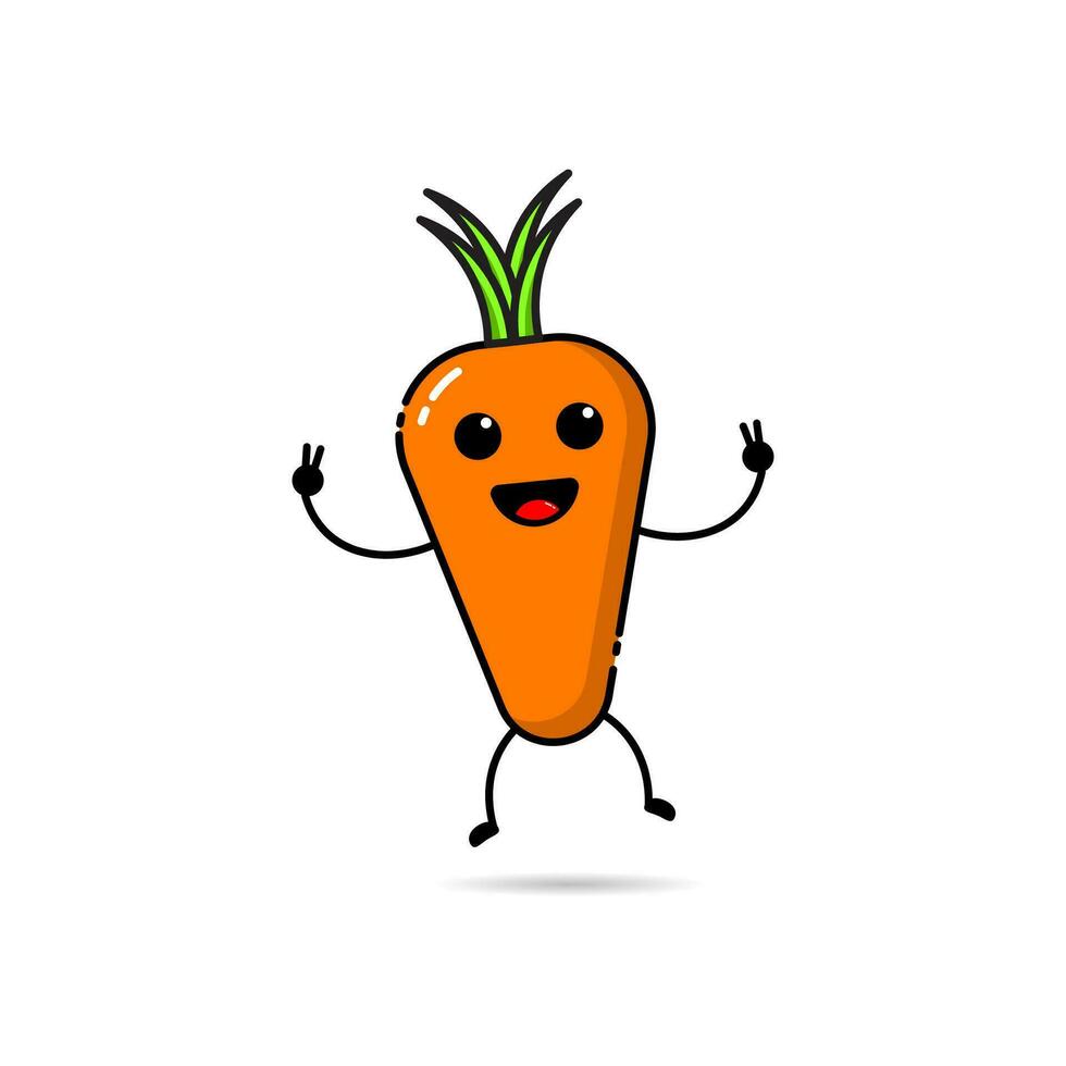 Carrot icon design with a cute, funny and adorable expression vector