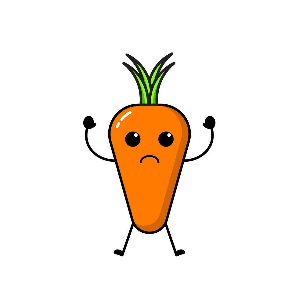 Carrot icon design with a cute, funny and adorable expression vector