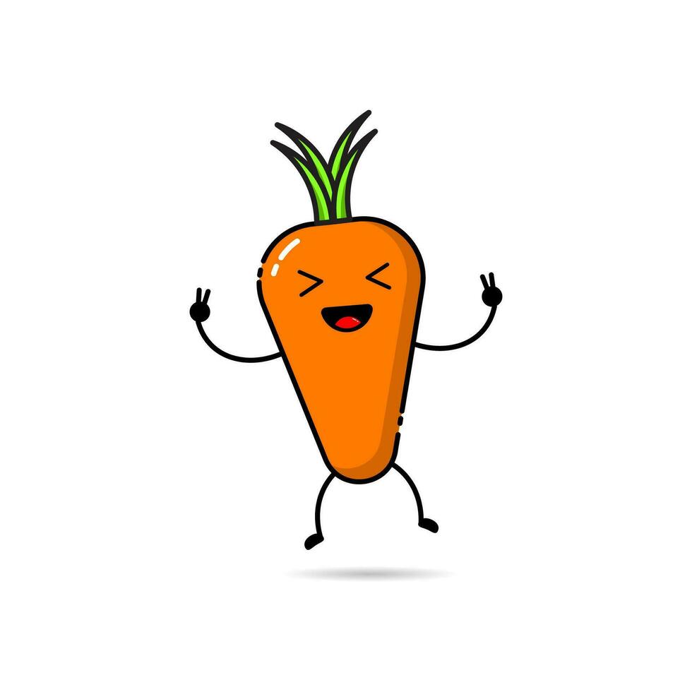 Carrot icon design with a cute, funny and adorable expression vector