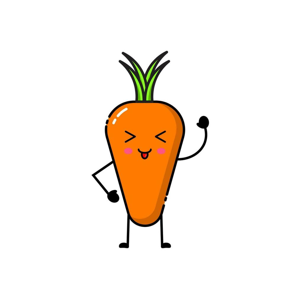 Carrot icon design with a cute, funny and adorable expression vector