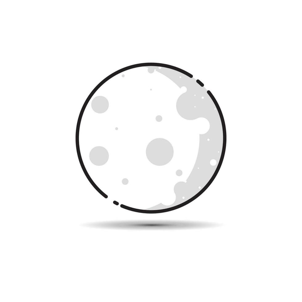 Luna con cráteres y sombra vector