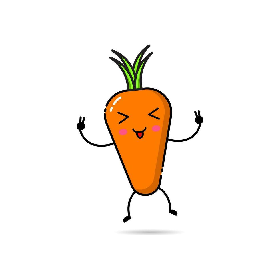 Carrot icon design with a cute, funny and adorable expression vector