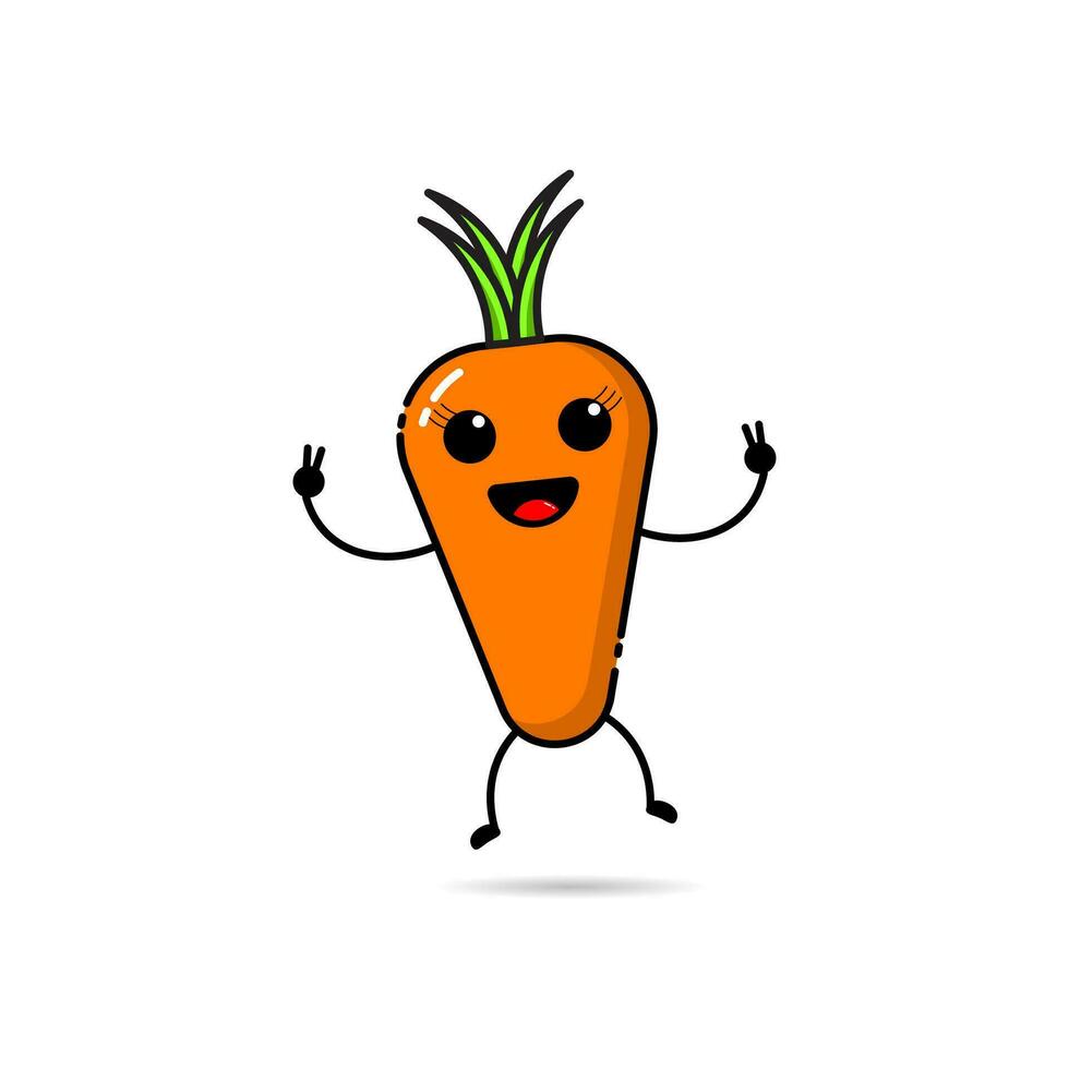Carrot icon design with a cute, funny and adorable expression vector