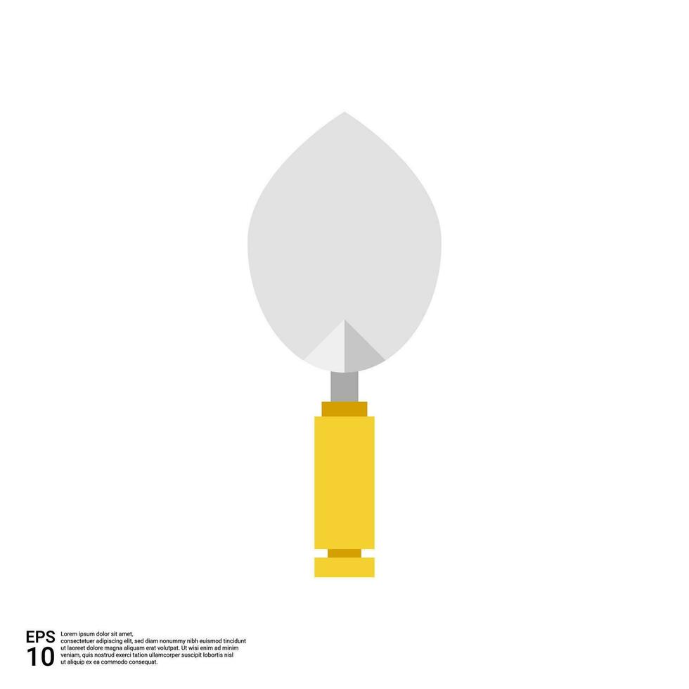 yellow shovel illustration in flat design style vector