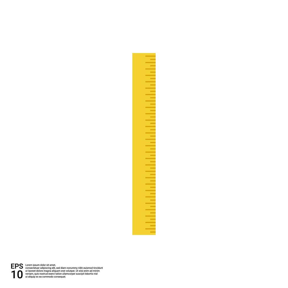 yellow ruler illustration in flat design style vector