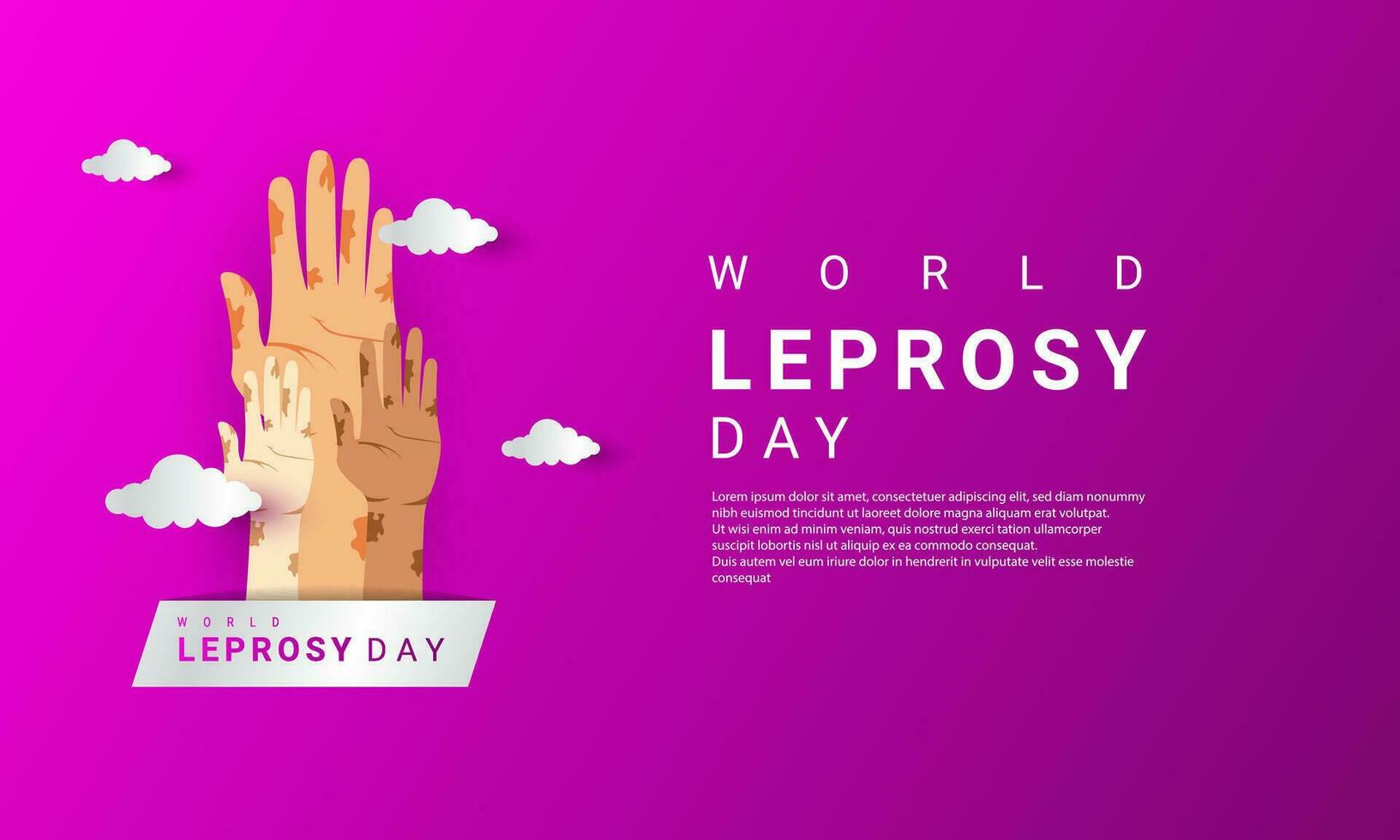 World Leprosy day background is purple in color with a modern design style vector