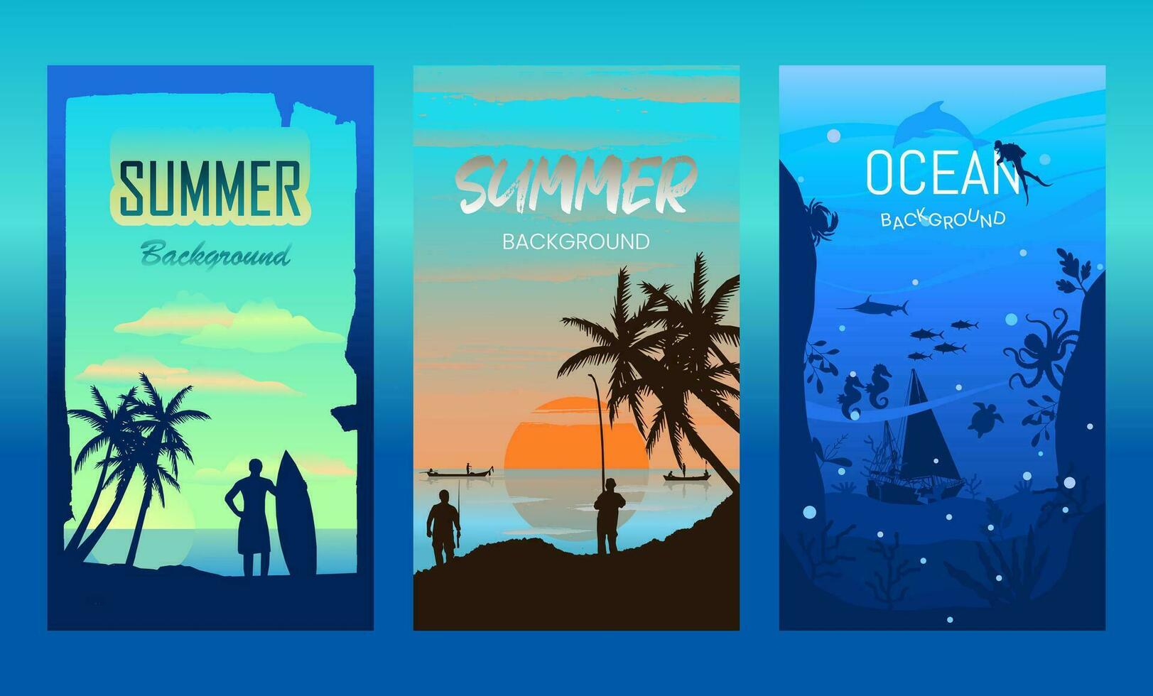 Summer and Ocean background poster vector