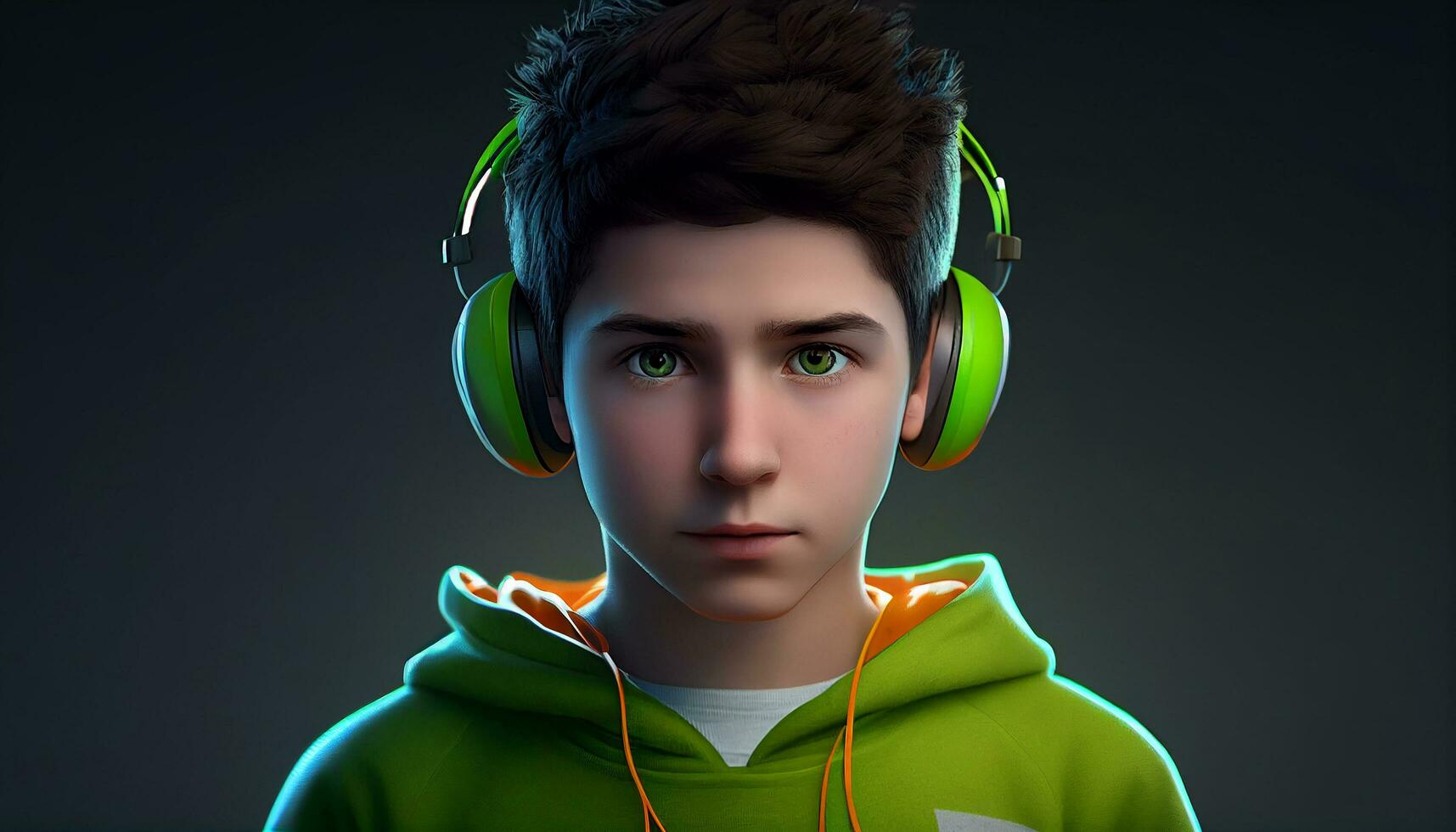 Vector Illustration Gamer kid character with simple background photo