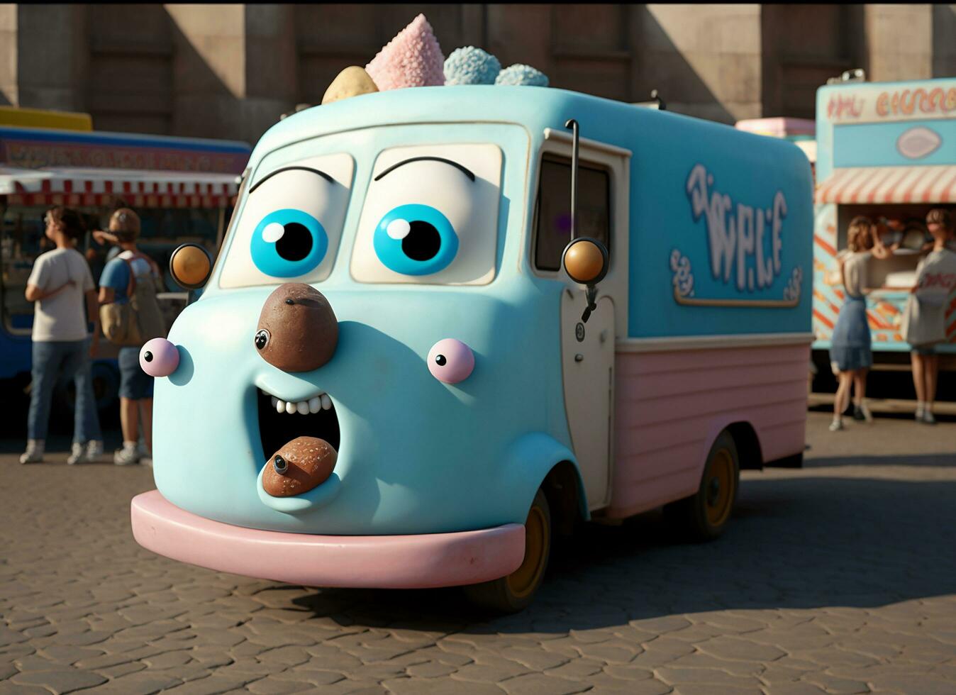 Cartoon funny car pickup mascot photo