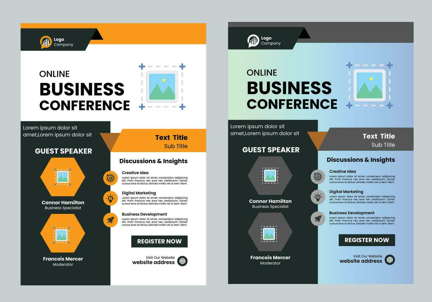 Online Business Conference Flyer Brochure Mockup Demo Leaflet Design vector