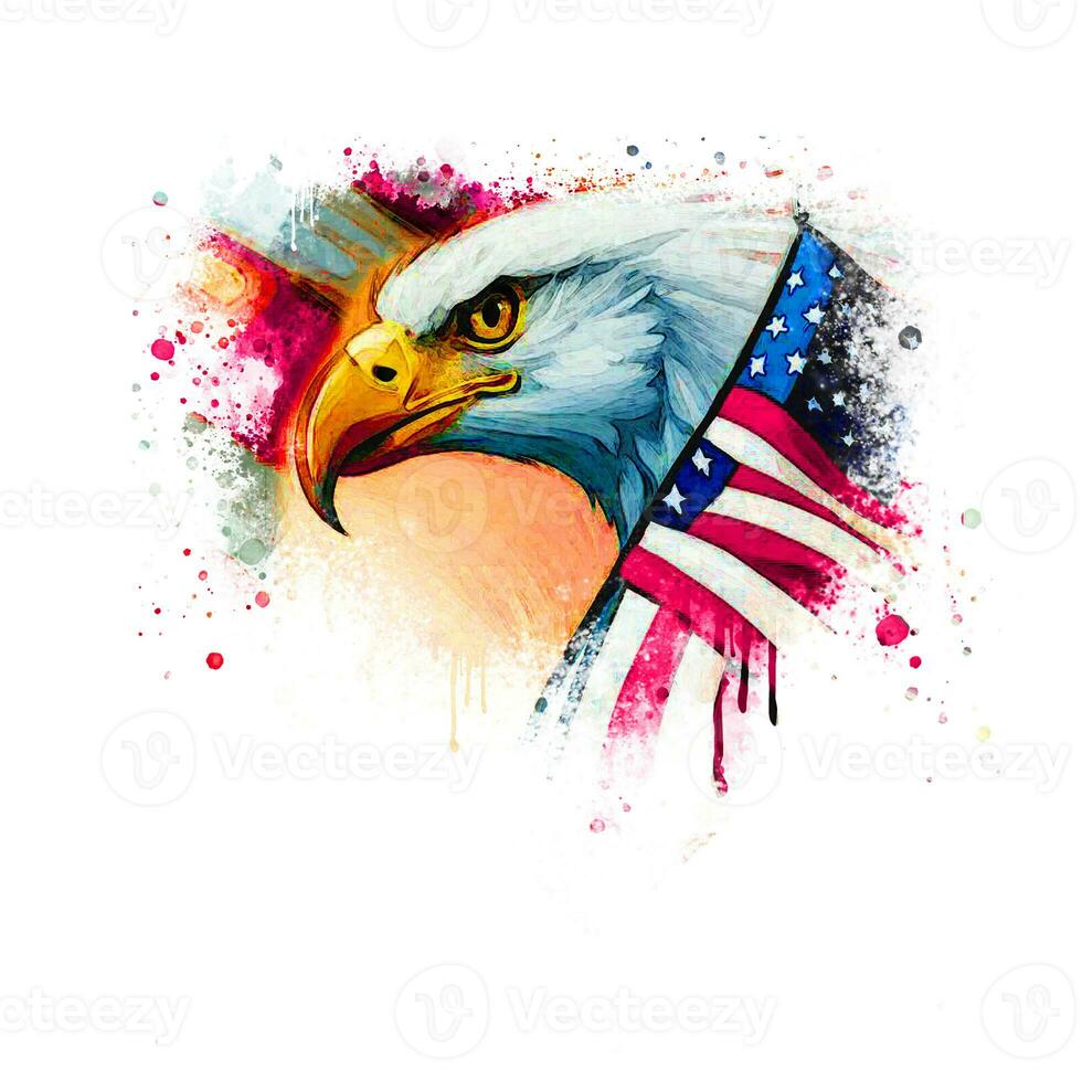 Photo Eagle Design with American Flag