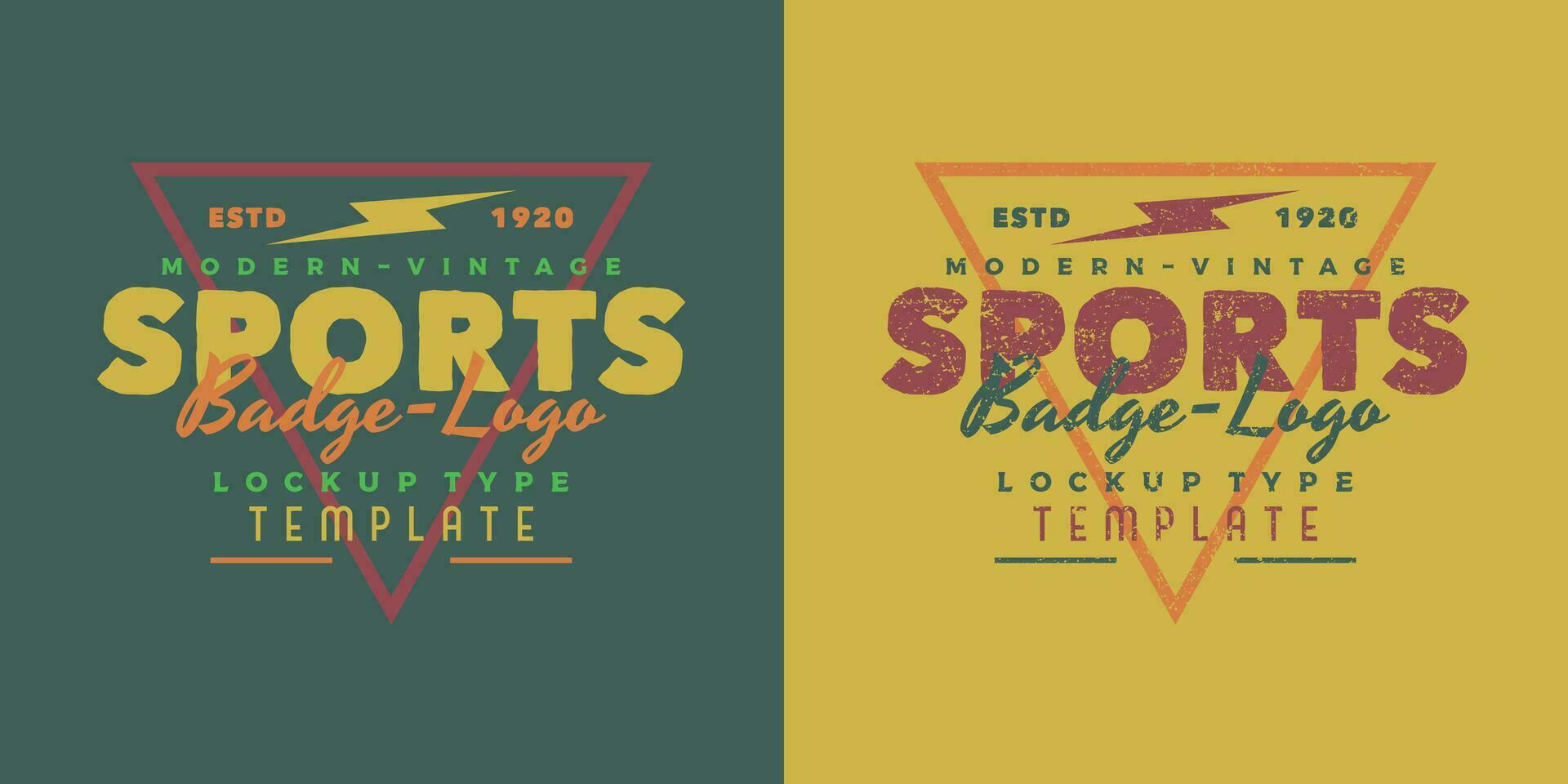 Modern vintage sports logo template in triangle shape badge vector