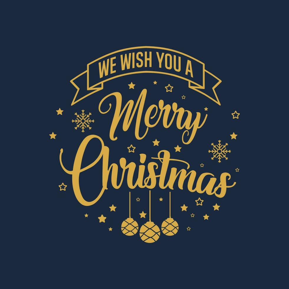 Vector Wish You Merry Christmas Lettering T Shirt Design