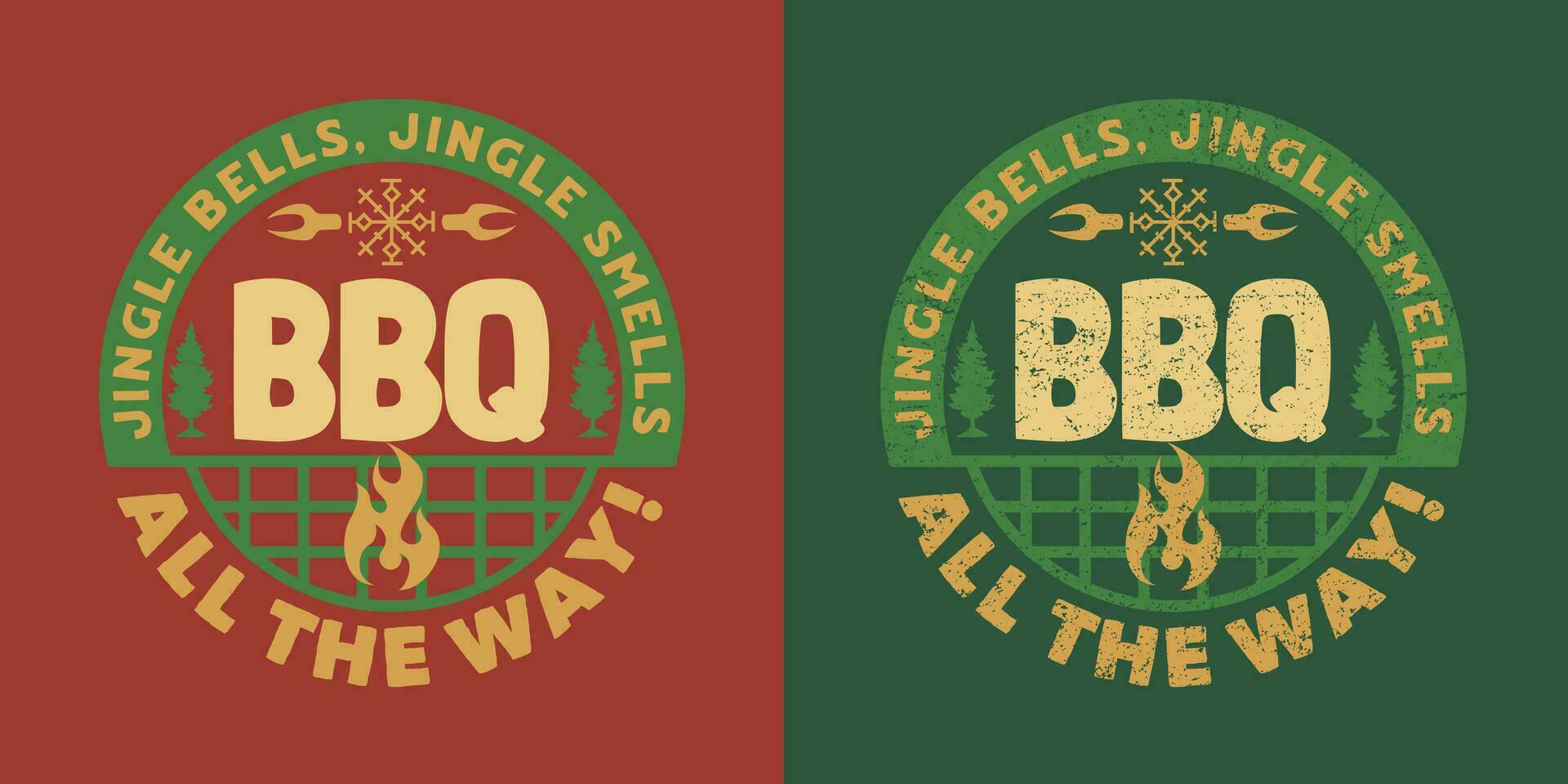 Bbq Steak House Pub Grill All The Way Retro Vintage Hand Drawn Badge vector