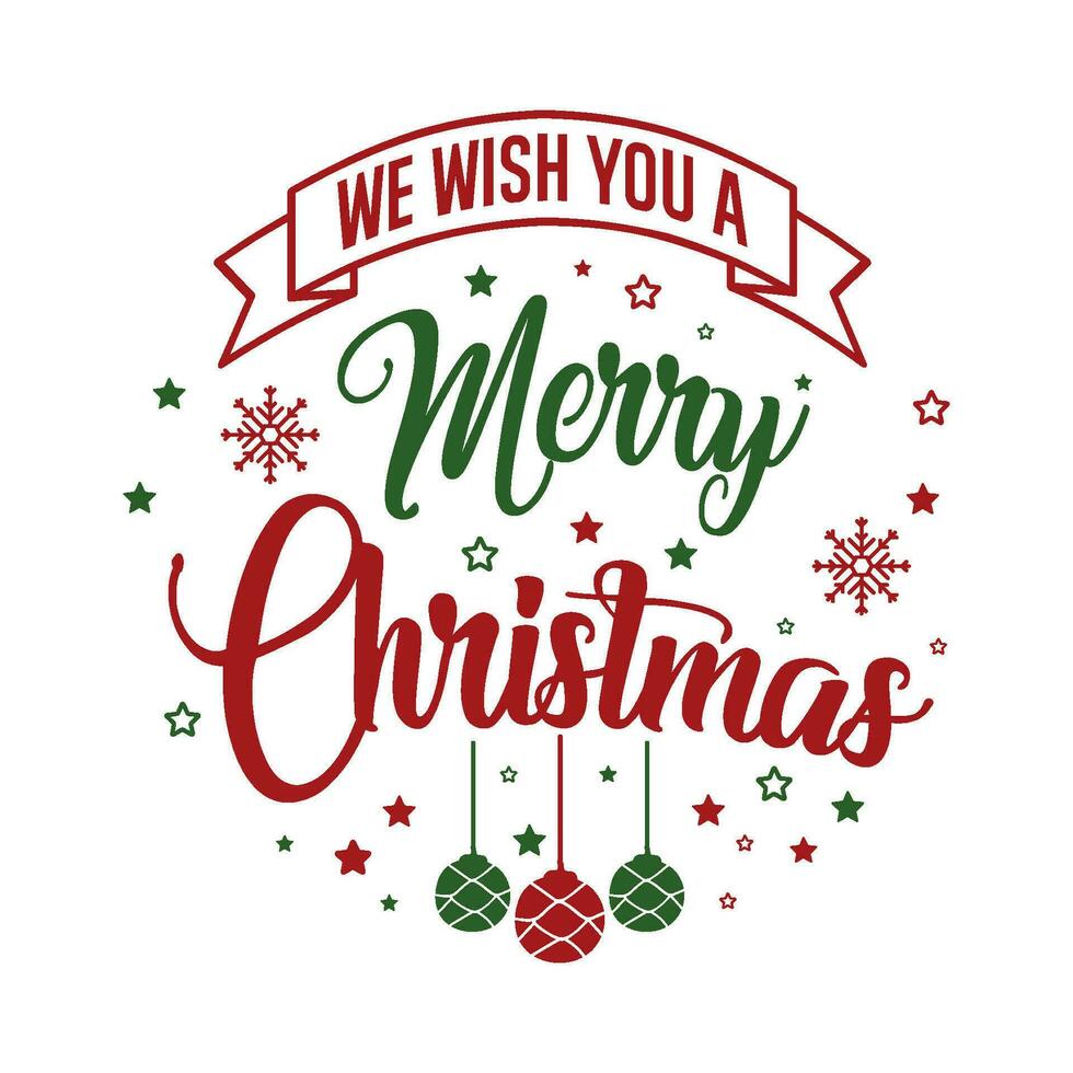 Vector Wish You Merry Christmas Lettering T Shirt Design