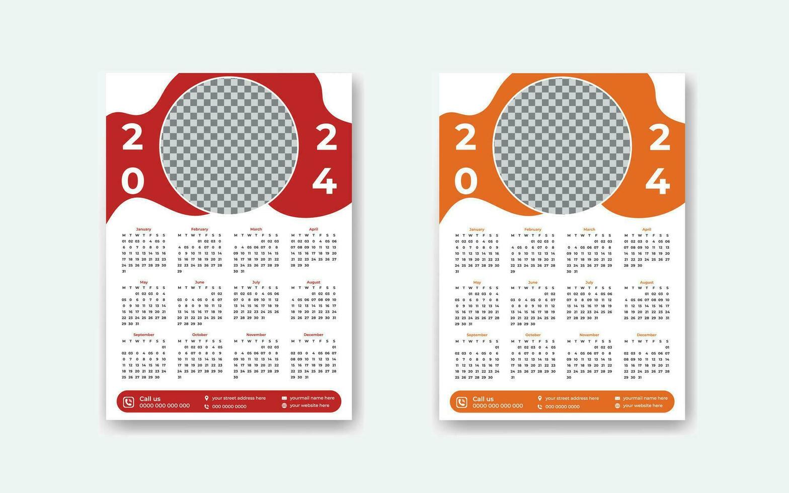 Modern and unique 2024 calendar design template vector