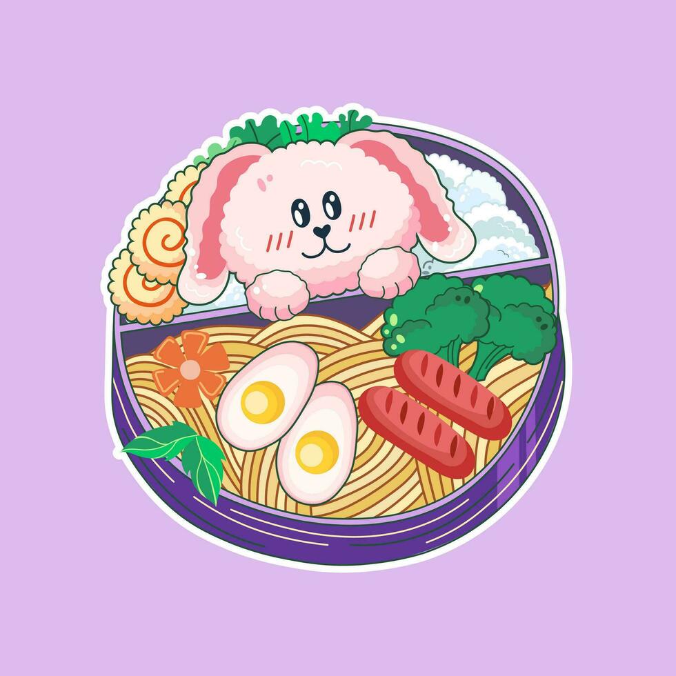 cuenco en kawaii estilo. lindo, vistoso ilustraciones. japonés alimento. animé vector. Perfecto para volantes, carteles, y descuento tarjetas vector