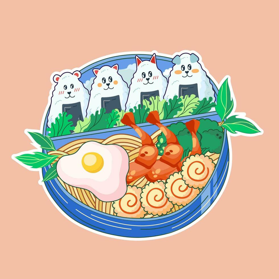 cuenco en kawaii estilo. lindo, vistoso ilustraciones. japonés alimento. animé vector. Perfecto para volantes, carteles, y descuento tarjetas vector