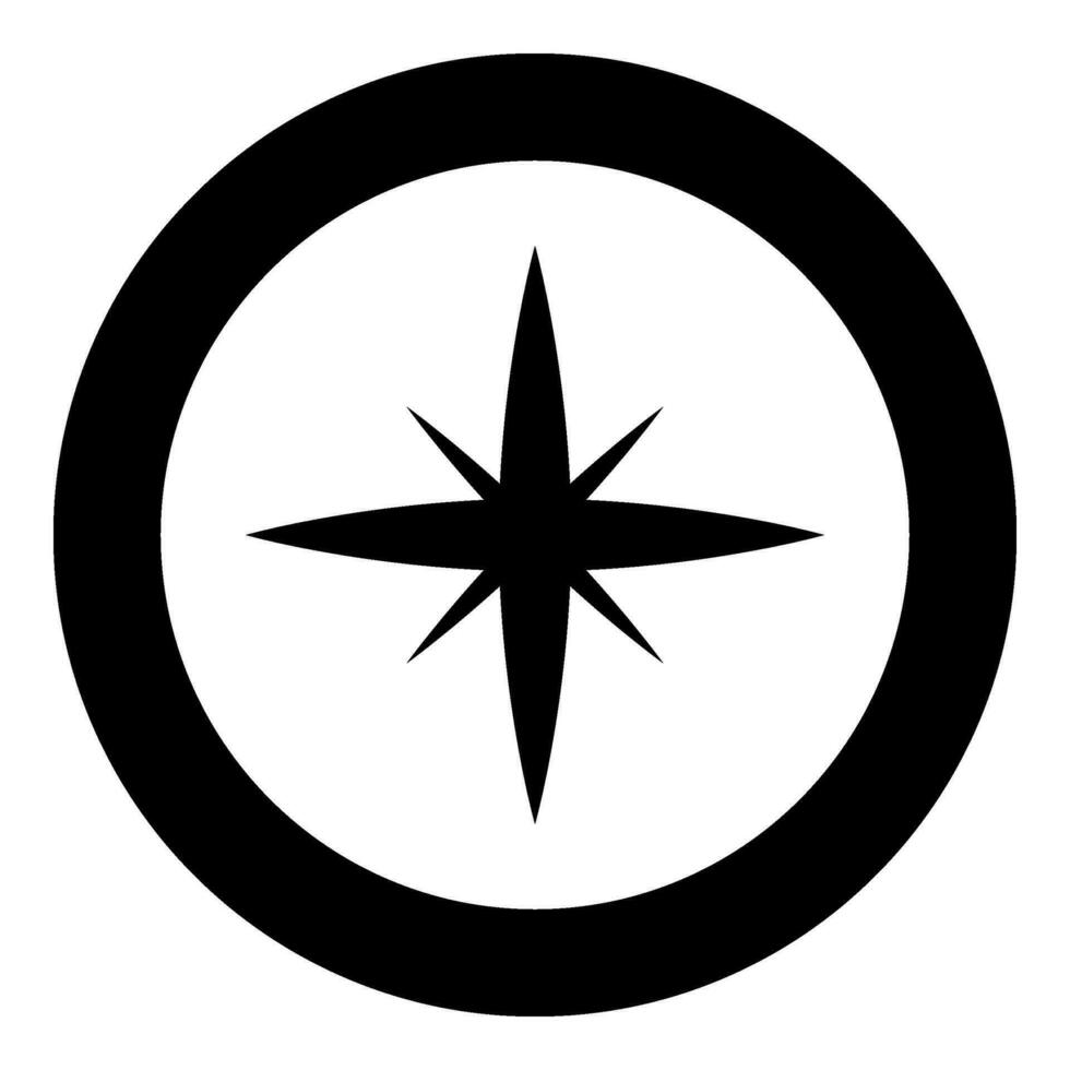 Star spark icon in circle round black color vector illustration image solid outline style