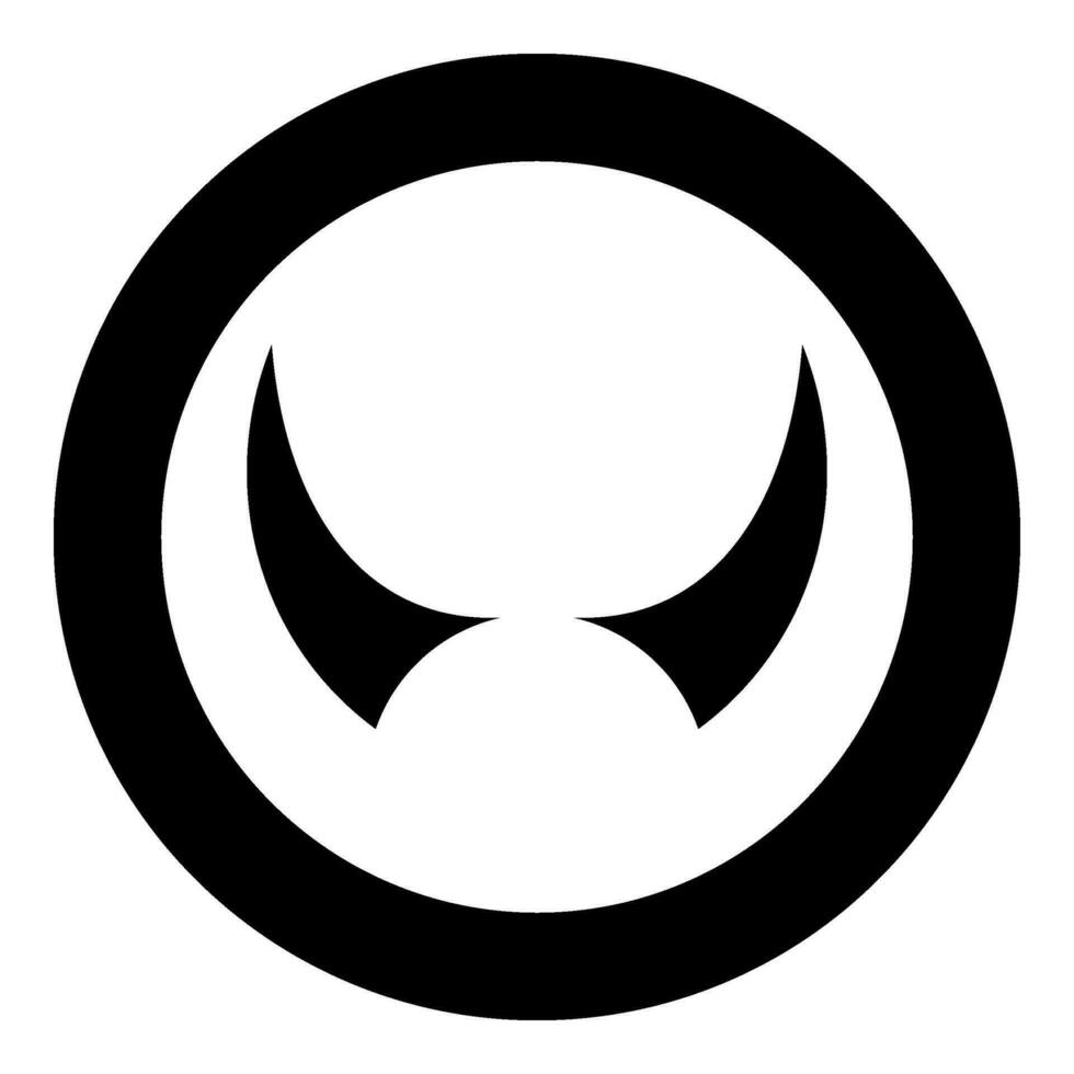Horn of devil horns monster from hell Halloween carnival concept demon satan evil icon in circle round black color vector illustration image solid outline style