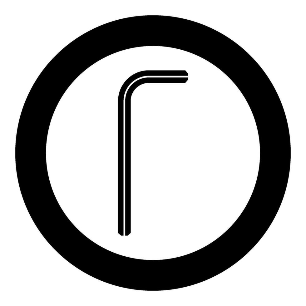 Hex key hex key wrench tool fixing concept icon in circle round black color vector illustration image solid outline style