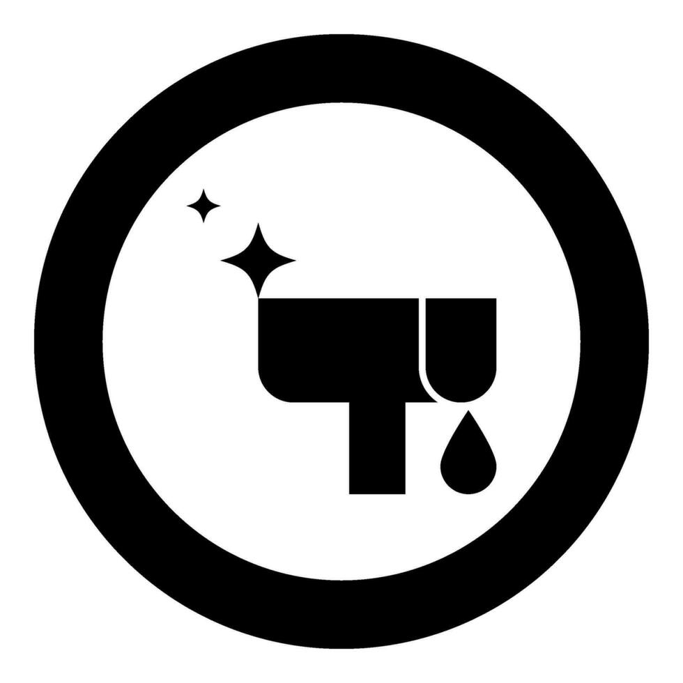 Rain gutter clearing eavestrough clean concept downpipe distribution pipe service cleaner roof drainage system chute clogged delete downspout icon in circle round black color vector illustration