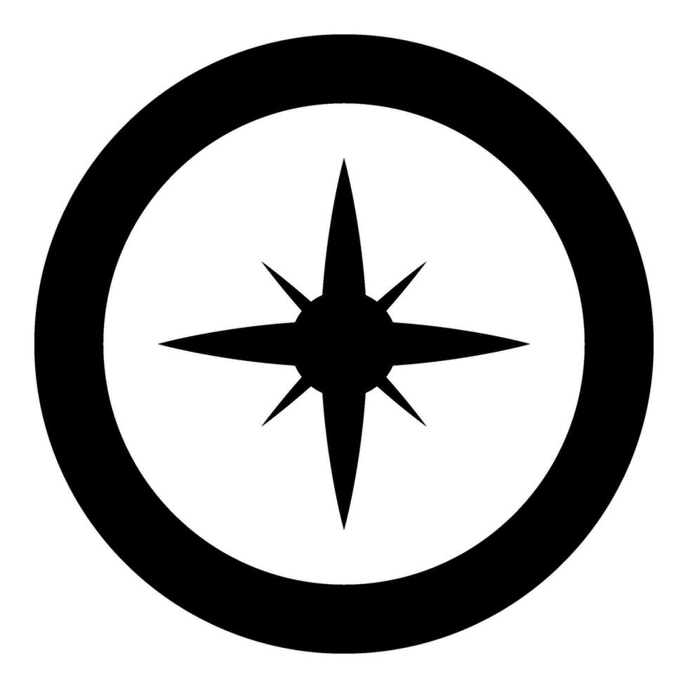 Star spark icon in circle round black color vector illustration image solid outline style