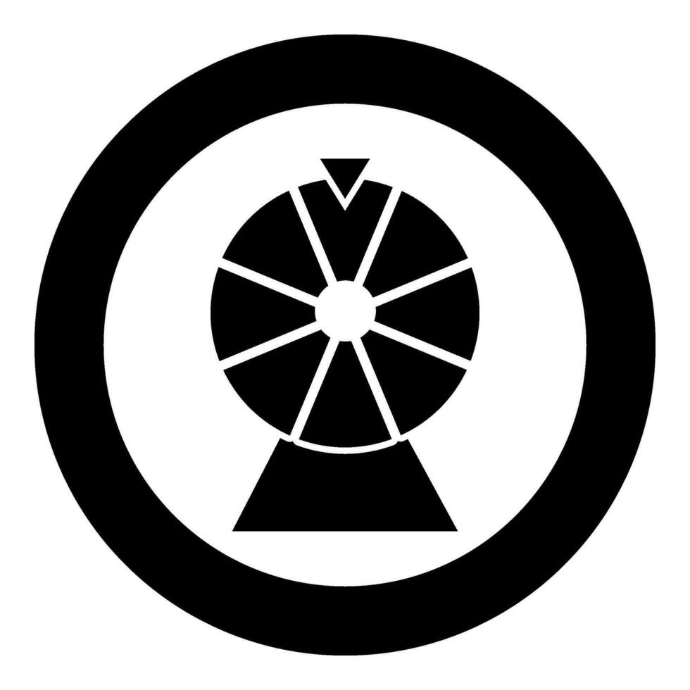 Fortune wheel drum lucky spin game casino gambling winner roulette icon in circle round black color vector illustration image solid outline style