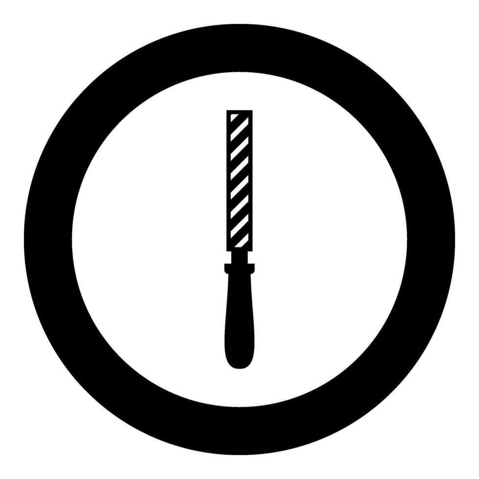Hand file tool rasp instrument icon in circle round black color vector illustration image solid outline style