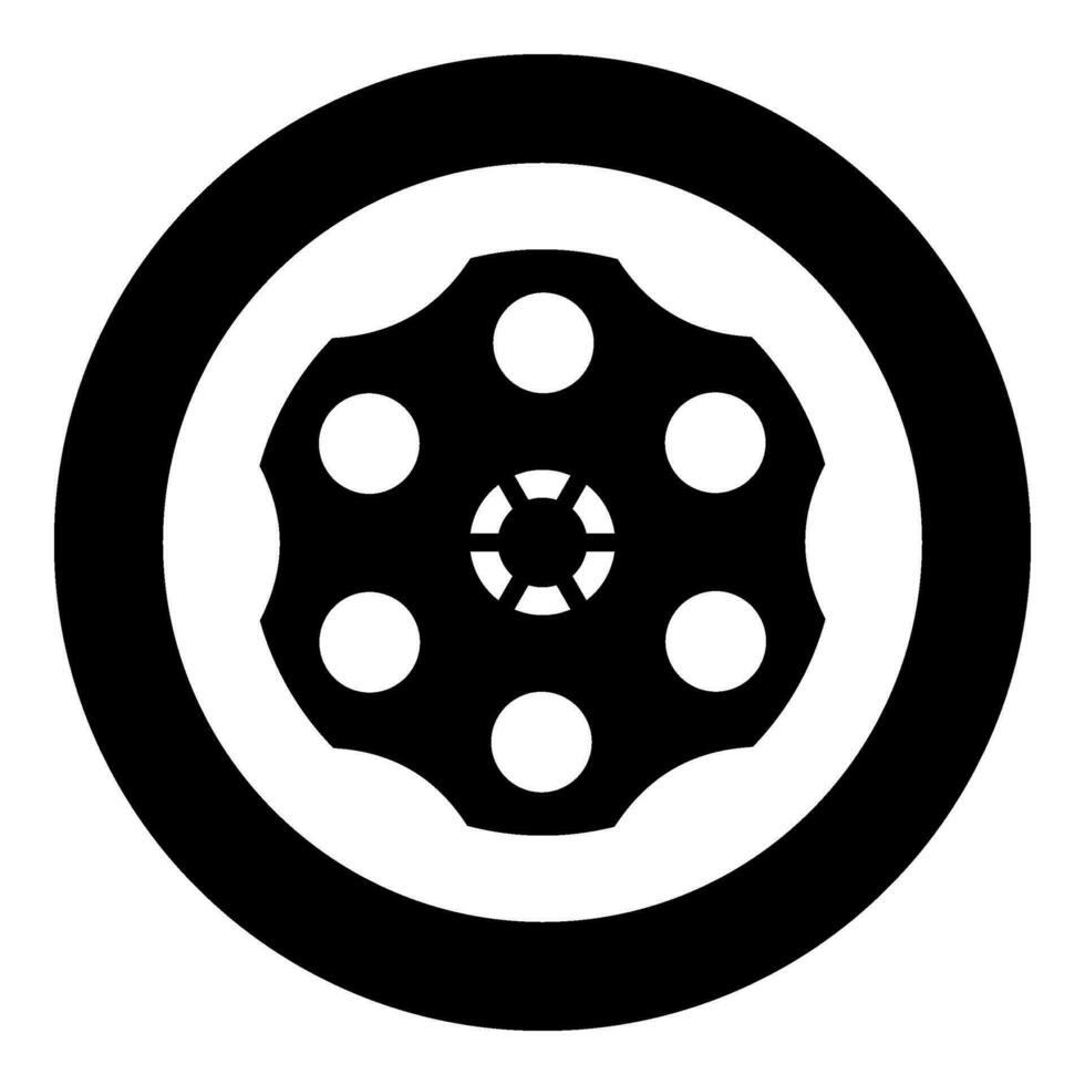The drum of the revolver icon in circle round black color vector illustration image solid outline style