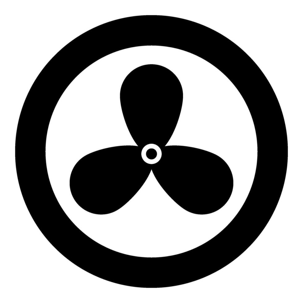 Fan car problem warning cooler icon in circle round black color vector illustration image solid outline style