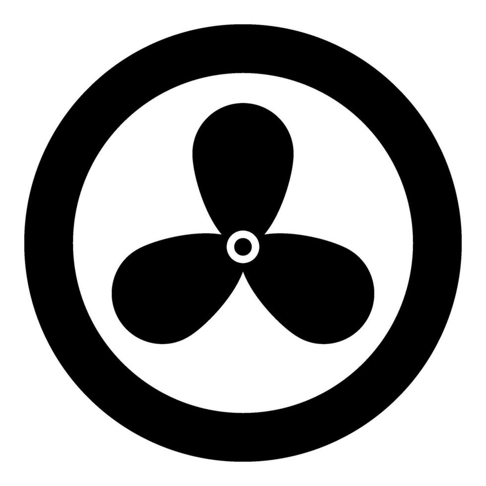 Fan car problem warning cooler icon in circle round black color vector illustration image solid outline style