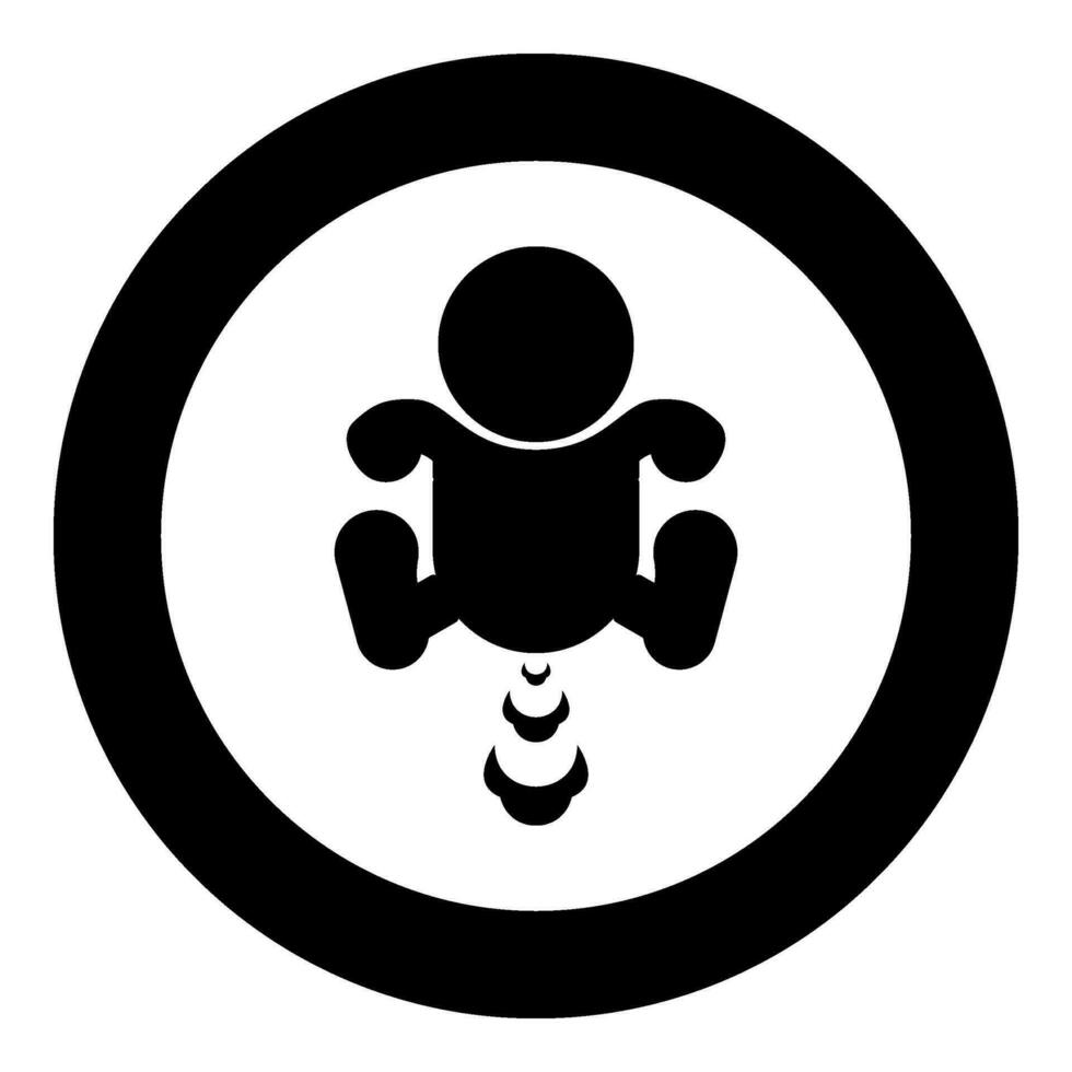 Child farts puffing icon in circle round black color vector illustration image solid outline style