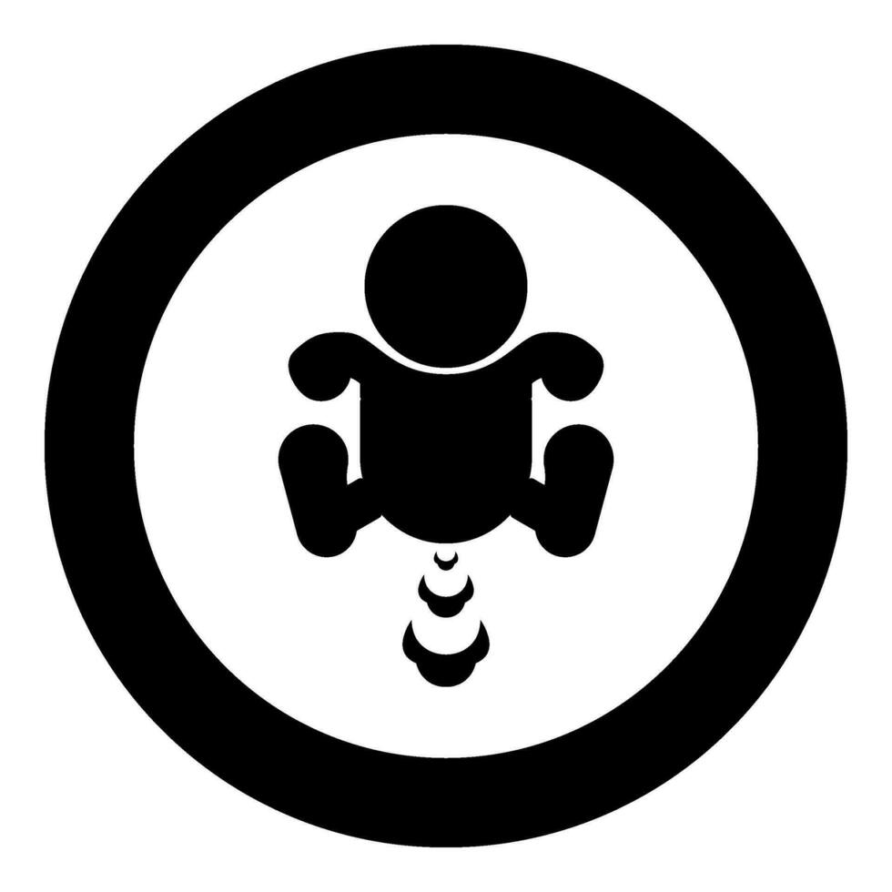 Child farts puffing icon in circle round black color vector illustration image solid outline style