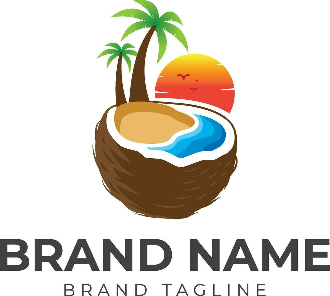 coconut beach logo vector