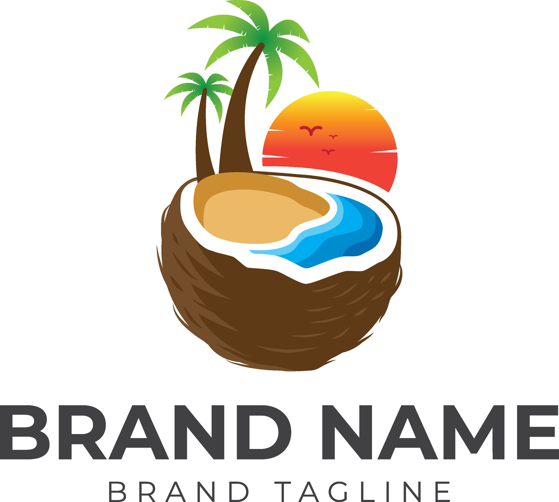 coconut beach logo 25724975 Vector Art at Vecteezy