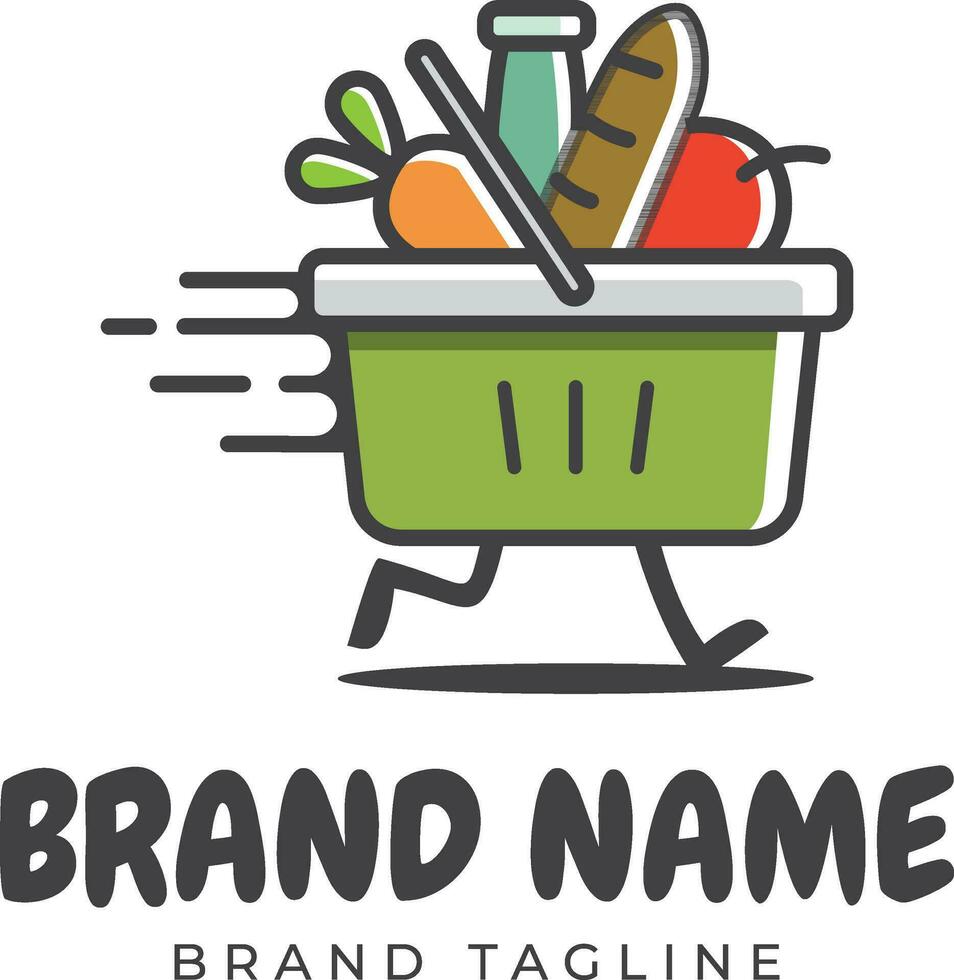 run shopping cart logo vector
