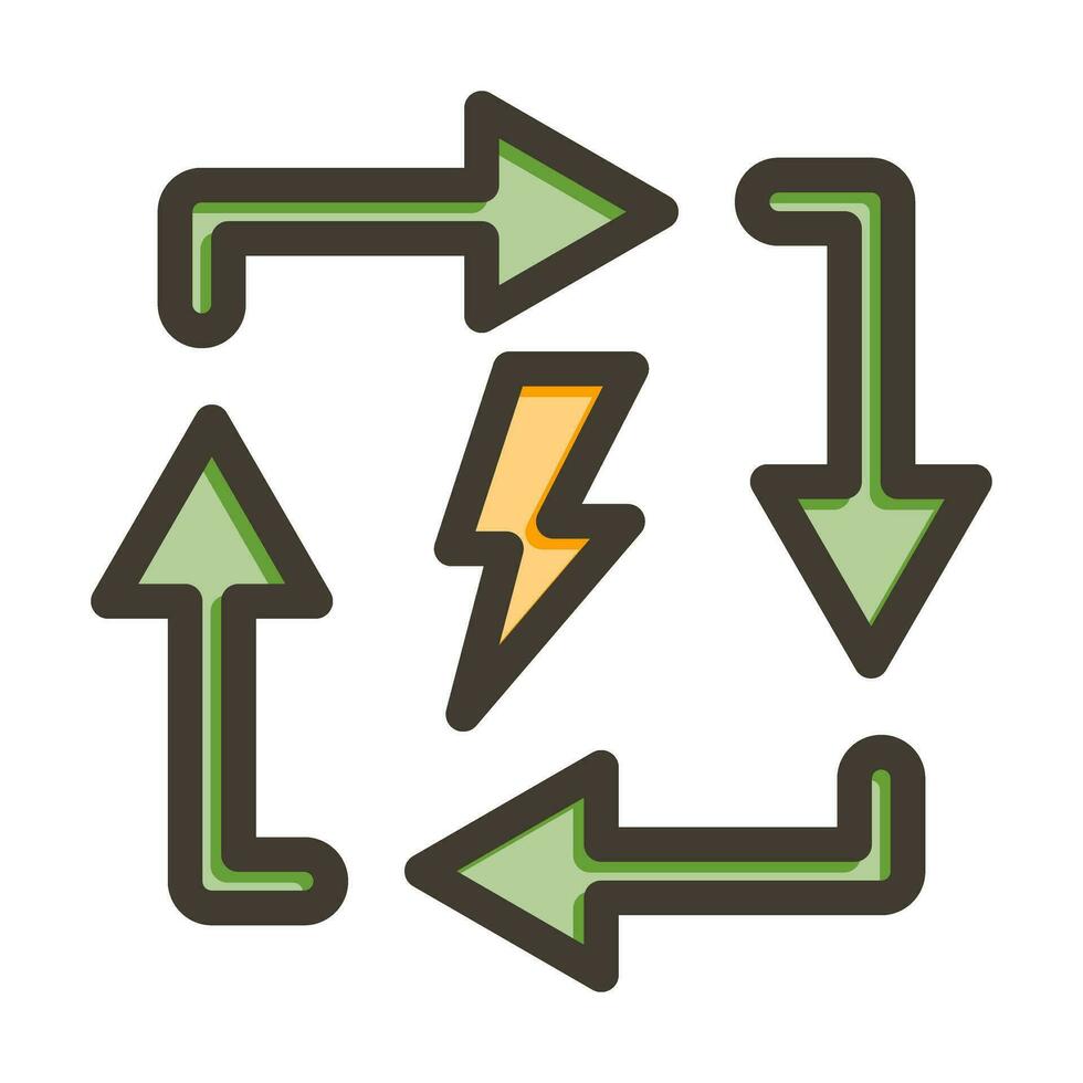 Renewable Energy Vector Thick Line Filled Colors Icon Design