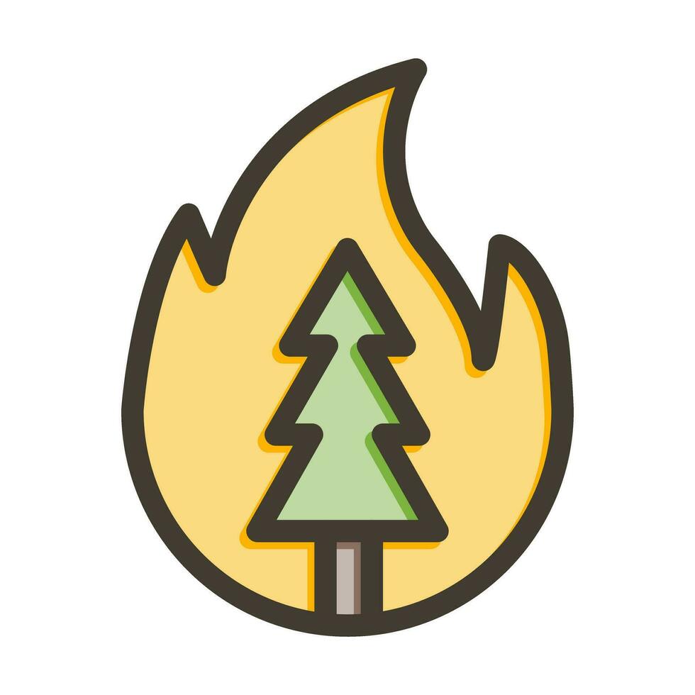 Wildfire Vector Thick Line Filled Colors Icon Design