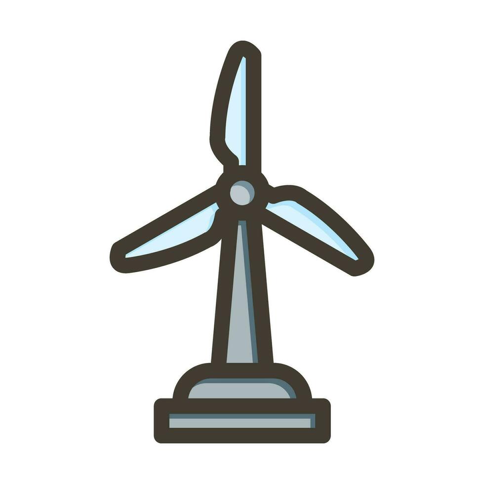 Wind Turbine Vector Thick Line Filled Colors Icon Design