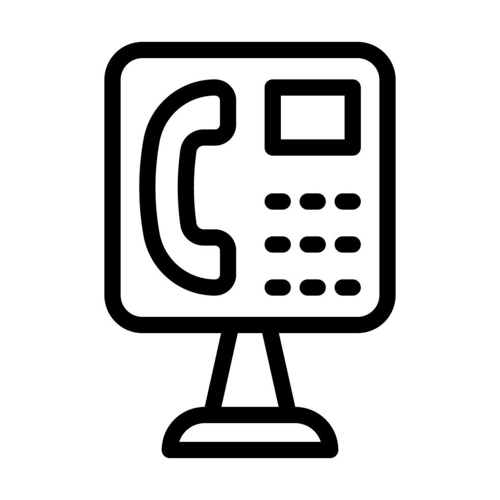 Public Phone Vector Thick Line Icon For Personal And Commercial Use.