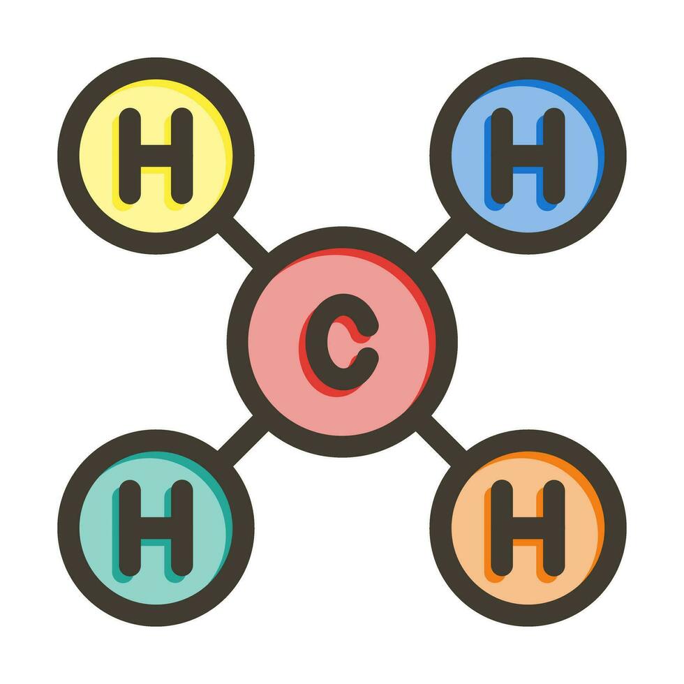 Methane Thick Line Filled Colors For Personal And Commercial Use. vector