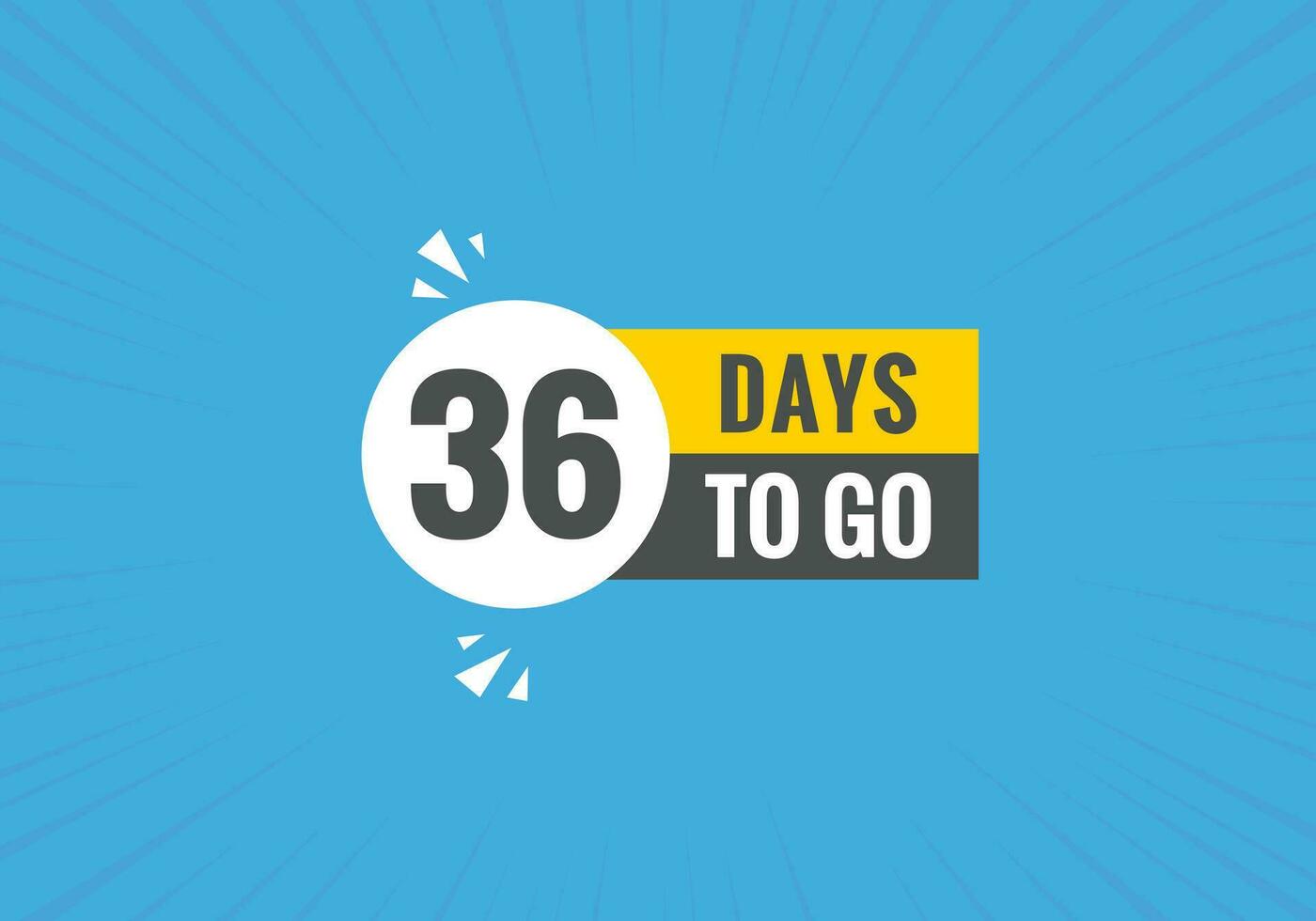 36 days to go text web button. Countdown left 36 day to go banner label vector