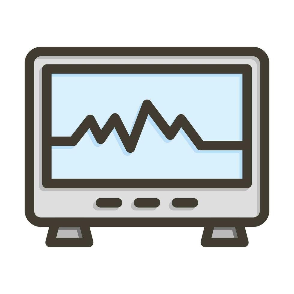 ECG Machine Thick Line Filled Colors For Personal And Commercial Use. vector