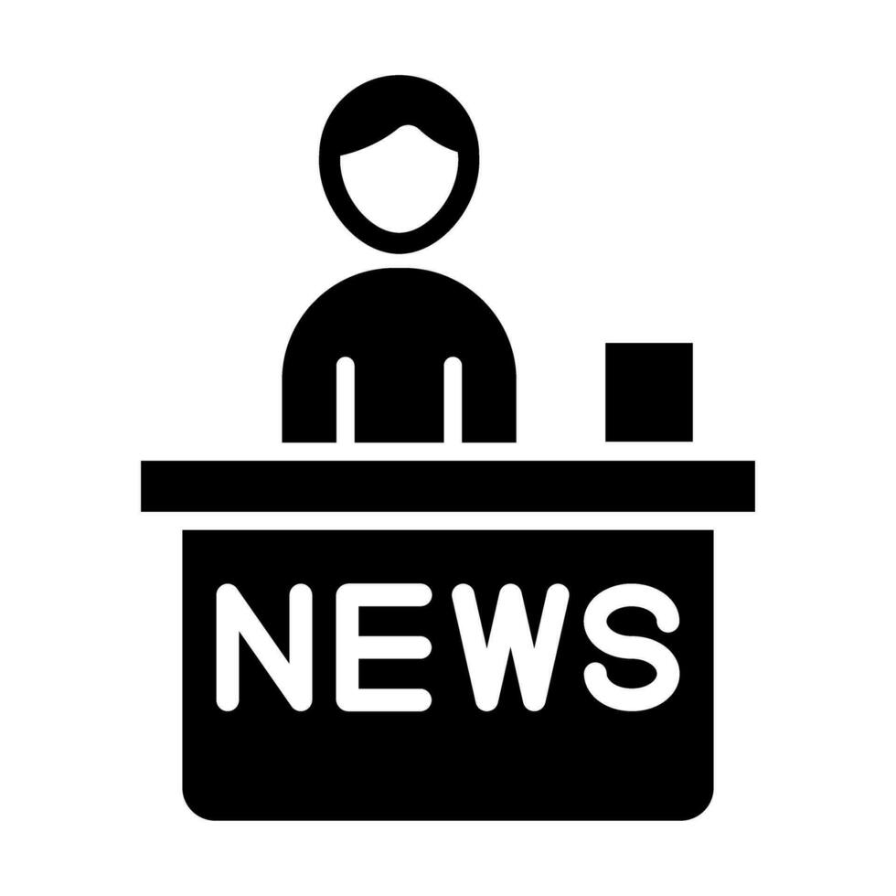 News Anchor Vector Glyph Icon For Personal And Commercial Use.