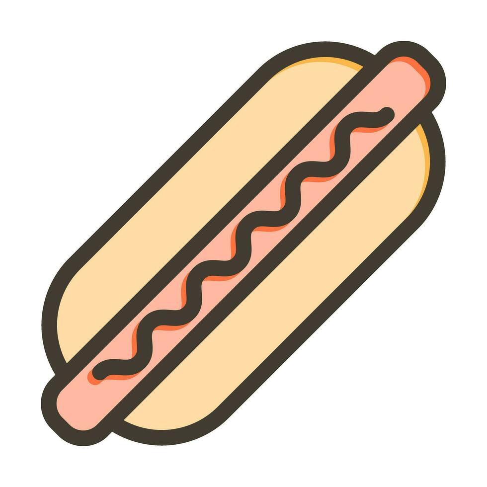 Hot Dog Thick Line Filled Colors For Personal And Commercial Use. vector